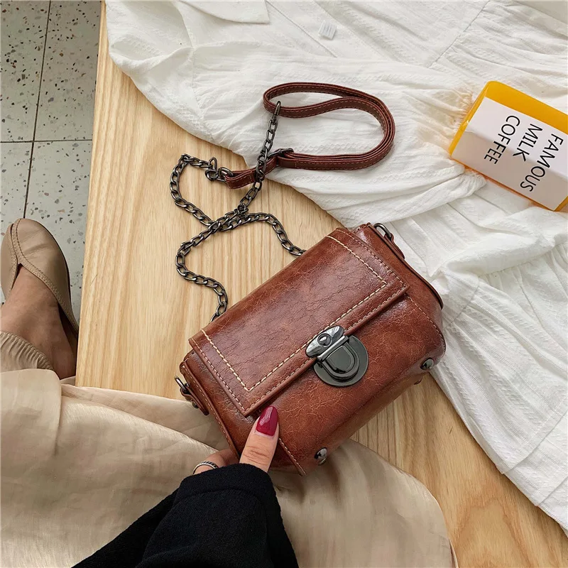 

2019 New Style Korean-style Simple Shoulder Bag Women's Versitile Fashion Chain Shoulder Bag Casual Retro Fashion Cool Small Bag