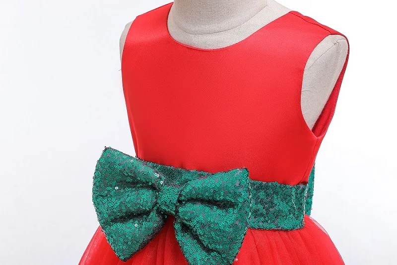 Детское летнее рождественское вечернее платье в европейском и американском стиле; платье принцессы для девочек; красные, зеленые вечерние платья для малышей
