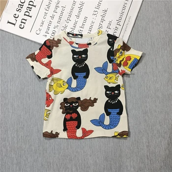 

2020 summer kids, boys, girls, Cotton Kitten, Mermaid printed t-shirt