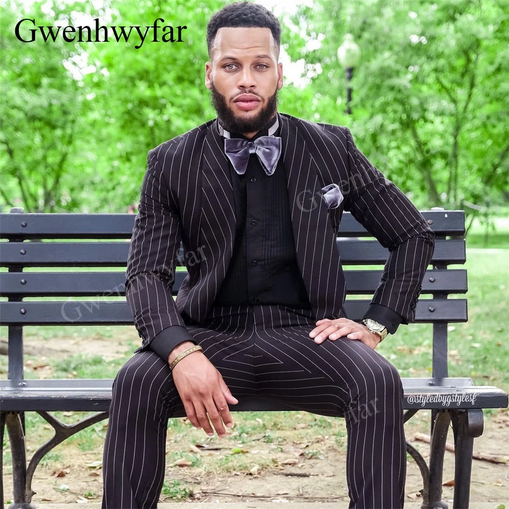 Gwenhwyfarファッションメンズスーツスリムフィットプロムの結婚式のスーツパーティータキシードカスタム白線男性ストライプジャケットパンツセット Suits Aliexpress Gwenhwyfarファッションメンズスーツスリムフィットプロムの結婚式のスーツパーティータキシードカスタム白線男性ストライプジャケットパンツセット Suits Aliexpress