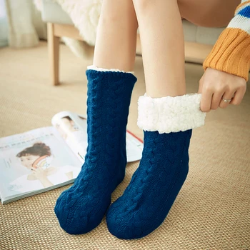 

Thickened Non Slip Adult In Tube Home Women Socks Winter Cozy One Size Bed Soft Artificial Fleece Lined Floor Warm Fluffy