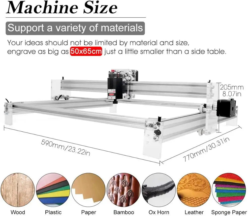 15W USB CNC Laser Engraver Metal Marking Machine Wood Cutter 50cm*65cm DIY  Kit