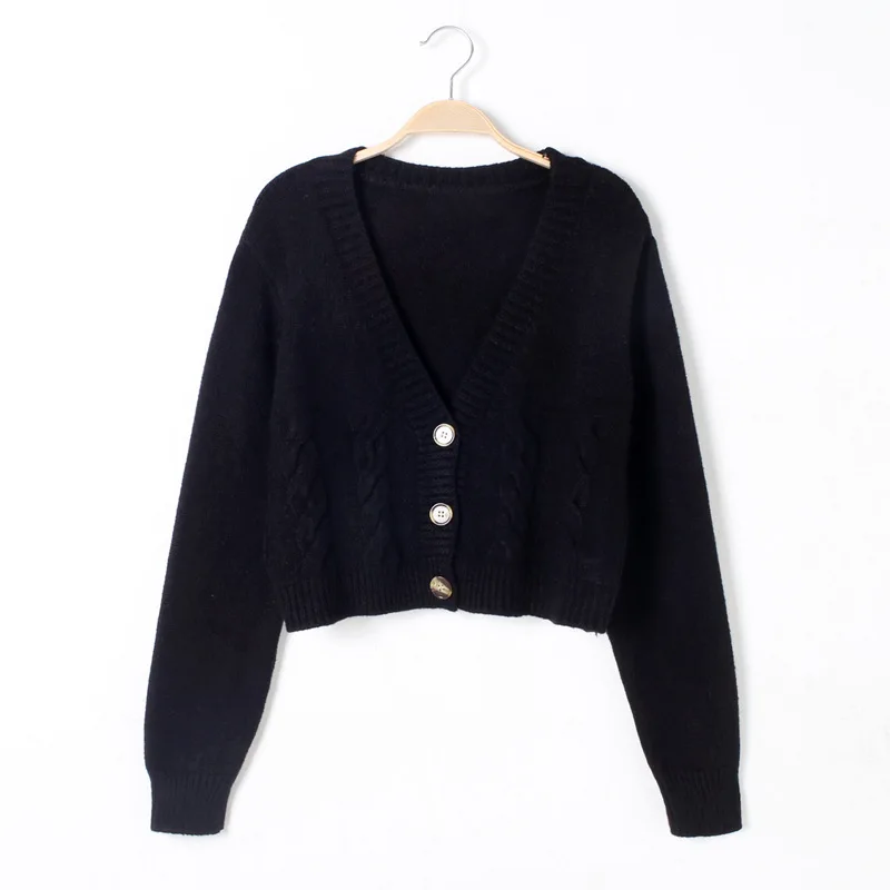 Short style high-waisted slim plastic sweater women 2023 spring new single-breasted knitted cardigan twist small jacket 5