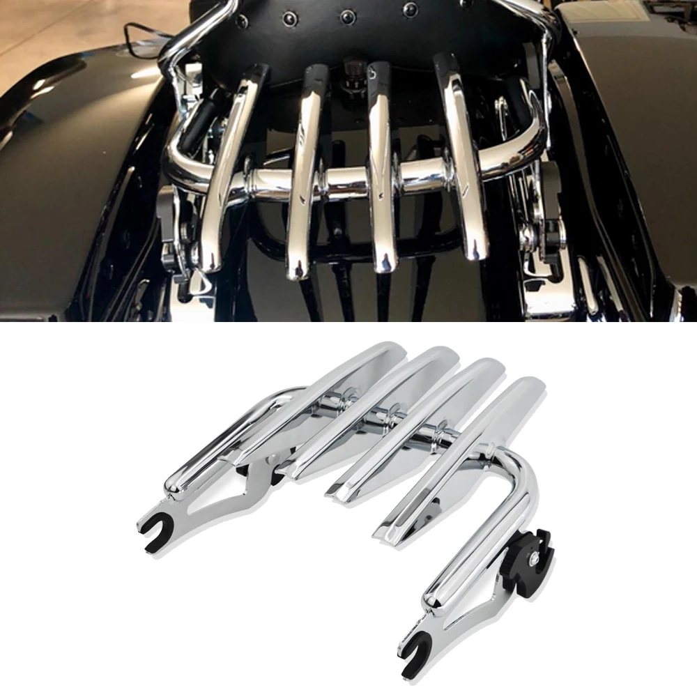 Chrome Mounting Stealth Luggage Rack Detachable For 2009-2019 Harley Davidson Touring Road King Electra Road Street Glide Chrome Mounting Stealth Luggage Rack Detachable For 2009-2019 Harley Davidson Touring Road King Electra Road Street Glide