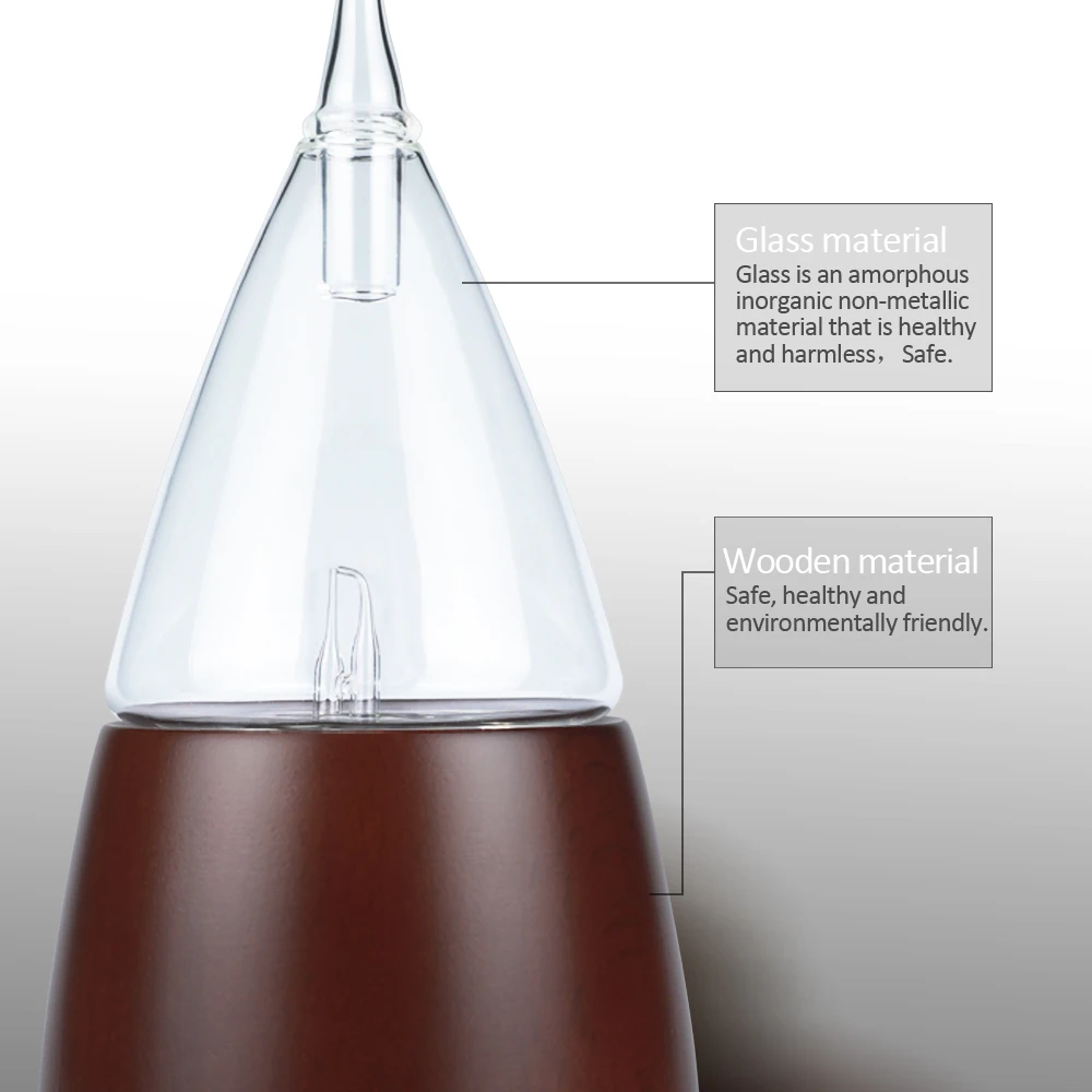 Круглый Деревянный безводный Ароматерапевтический ароматизатор, светодиодный ароматический распылитель эфирного масла с более высоким распылением