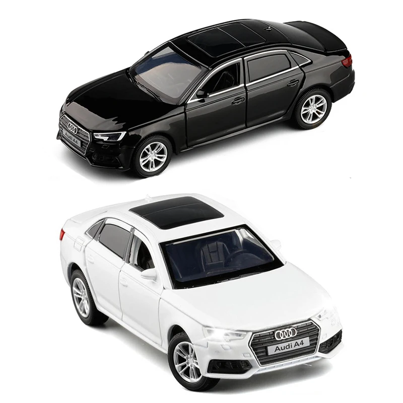 Модель автомобиля Audi A4 из сплава под давлением Спортивная черная белая со