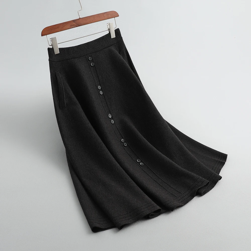 Ceny Sherhure 2019 wysokiej talii z wełny z dzianiny damskie zimowe line długa spódnica Stretch w stylu Vintage kobiety jesień spódnica Faldas jupiter Femme Saia