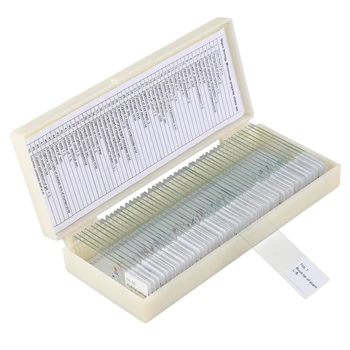 

50 PCS Animal Plant Cell Glass Slide Professional Glass Slice Prepared Microscope Slides with Box for Educational Teaching