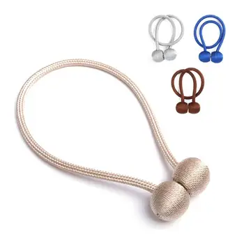 

2 Pcs Simple Polyester Magnet Curtain Buckles Home Living Room-free Installation Punch-free Curtain Straps Home Decoration
