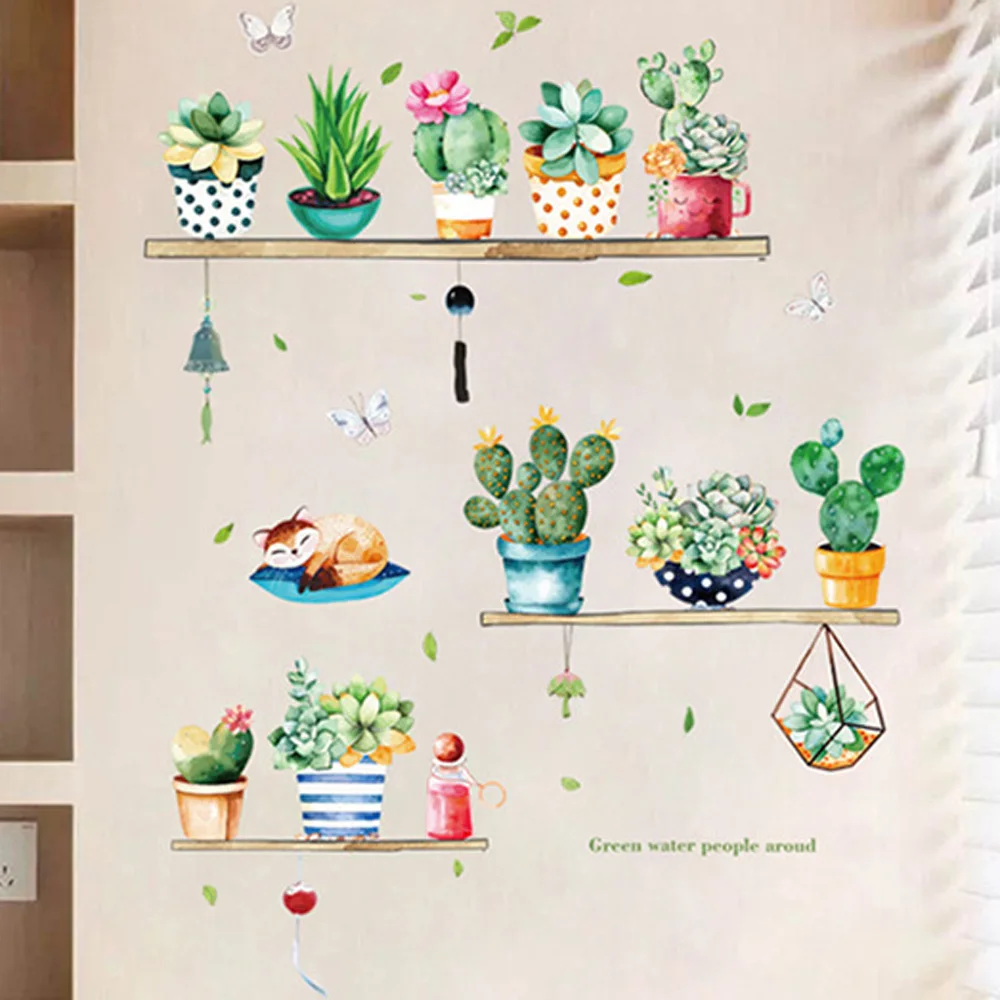 

Removable Cactus Bonsai Wall Sticker PVC Decal Mural Home Living Room Decoration