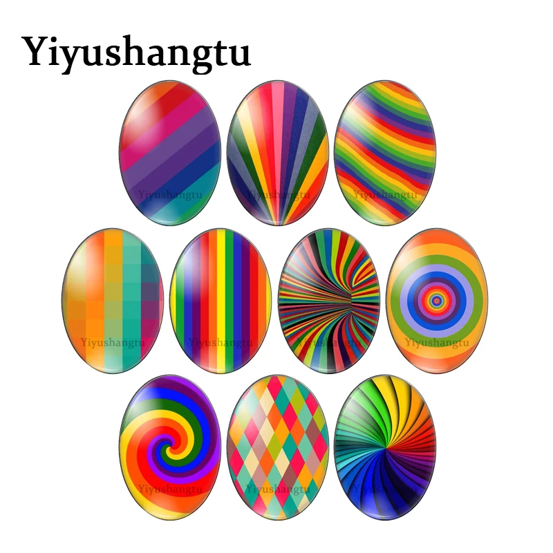 

Fashionable color bars Irregular pattern 13x18mm/18x25mm/30x40mm Oval photo glass cabochon demo flat back Making findings