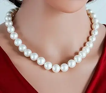 شراءتفاصيل مجوهرات نوبل حول رائع Huge11-13mm جنوب البحر جولة اللؤلؤ الأبيض قلادة 925s