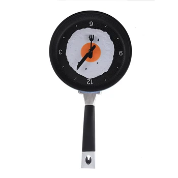 

Frying Pan Clock with Fried Egg - Novelty Hanging Kitchen Cafe Wall Clock Kitchen - Blue