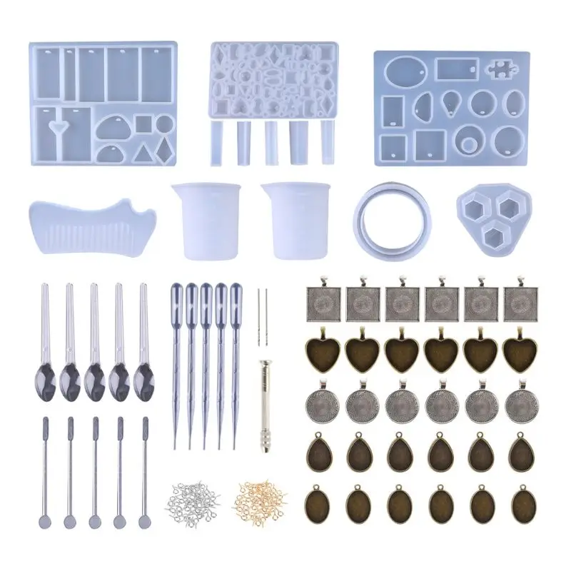 

Silicone Pendant Mold Jewelry UV Resin Necklace Mould Casting Craft DIY Making Tools Set