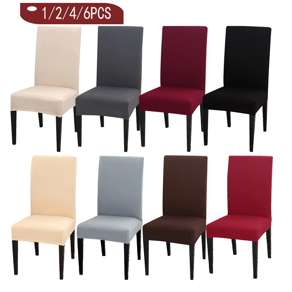 

1/2/4/6PCS Solid Color Chair Cover Spandex Slipcovers For Dining Room Stretch Elastic Chair Covers Banquet Hotel Kitchen Wedding