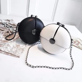 

2020 Korean version of the new round personality shoulder bag stitching chain messenger bag female bag wholesale