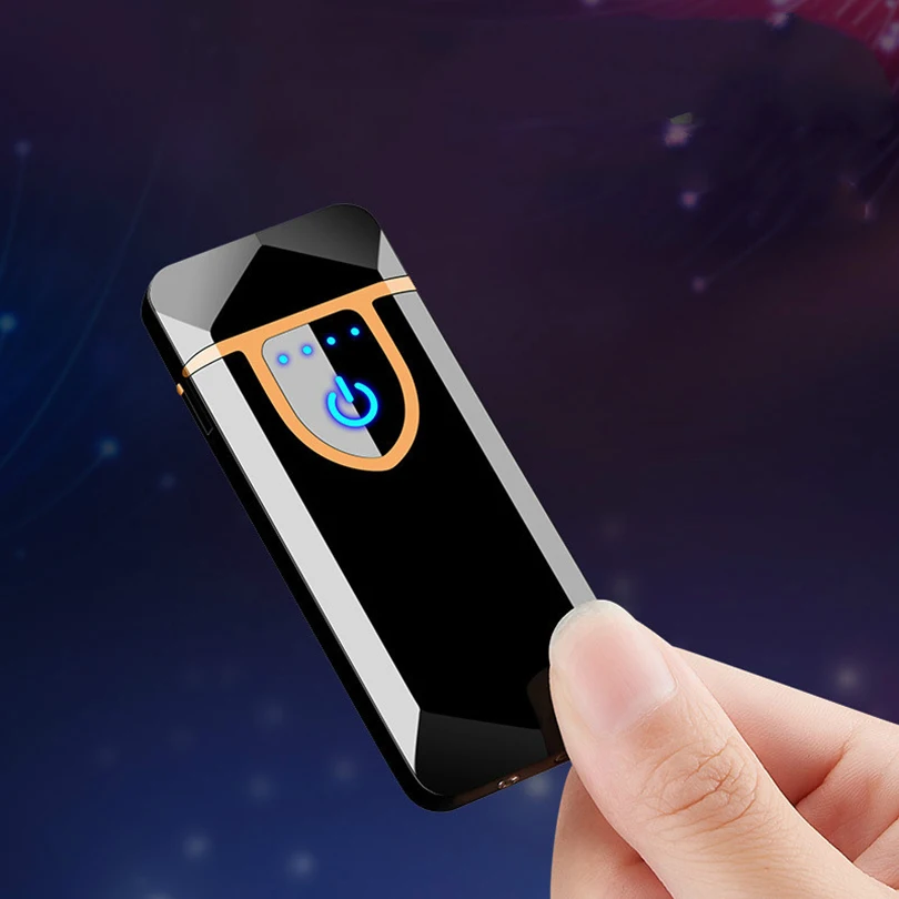Отпечаток пальца двойной для Плазменно-дуговой зажигалки USB ветрозащитные, импульсные зажигалки металлические электронные смарт-дисплей зажигалки Подарки