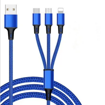 

Triple for ios Android Type-C Mobile Phone Data Cable Nylon Weaving Three-in-One 3.1A Fast-Charging Wire