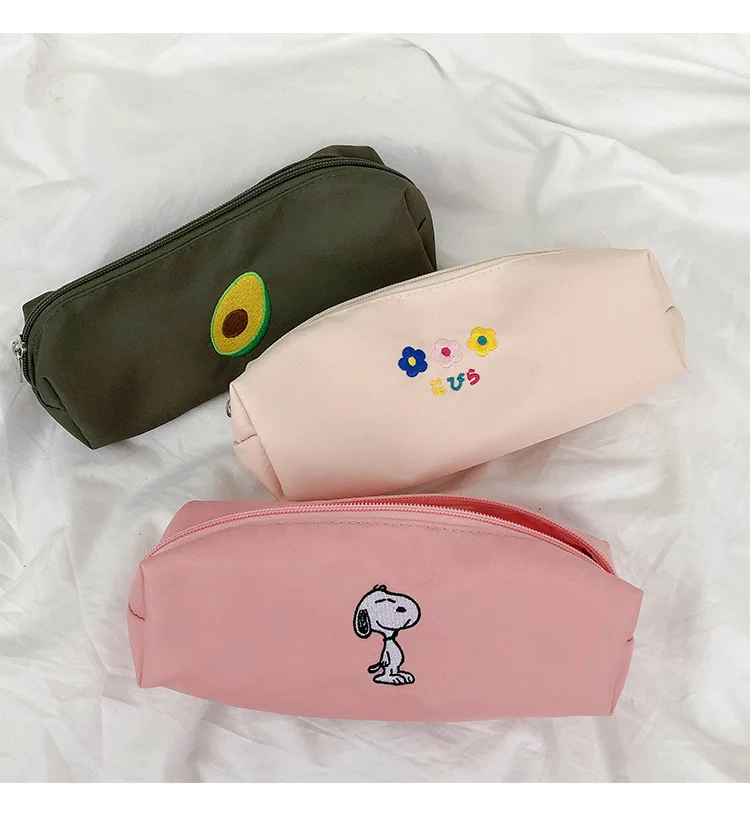 

SIXONE Ins Avocado Puppy Floret Pencil Case Simple Style Large Capacity Storage Bag Korean Embroidery Pen Bag Cosmetic Bag