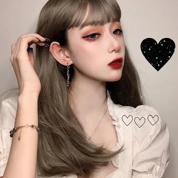 

BUQI Synthetic Wigs Long Straight 17"Long Ombre Brown Wigs with Bangs for Black Women Cosplay Lolita Daily Girl Wigs