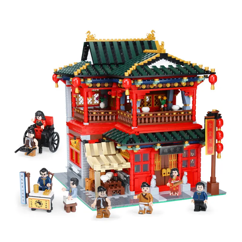 3267PCS 01002 город улица китайские строительные Конструкторы-кирпичи серии таверны Набор Дети Образование строительные блоки кирпичи мальчик игрушки модель подарок - Цвет: 3267PCS