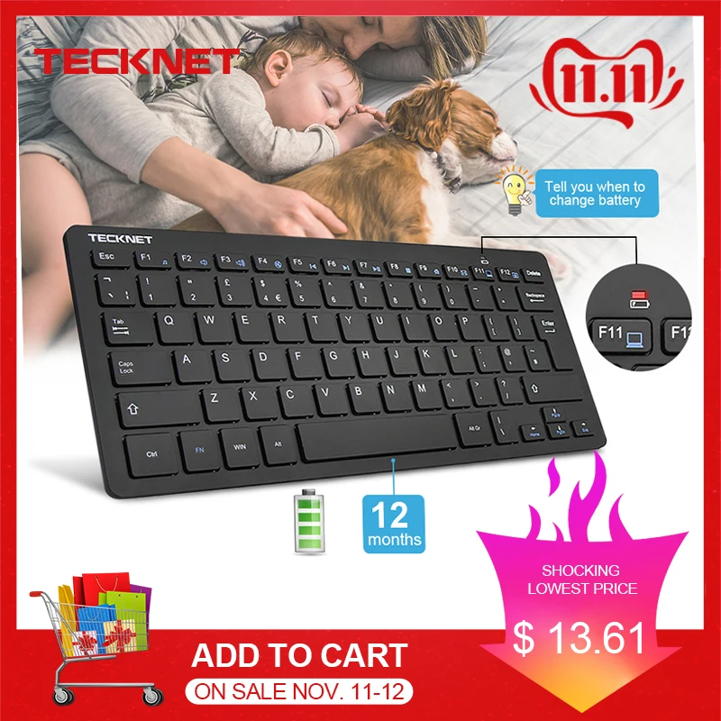 Kaufen TeckNet Ultra Slim 2,4 GHz Kabellose Tastatur Wireless Flüstern Ruhig UK Tastatur Für Windows10 8 7 vista UK Layout Tastatur Design