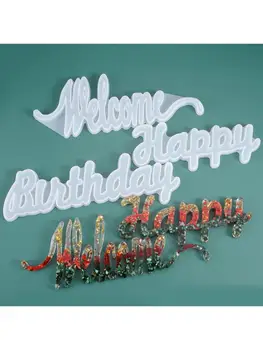 

Crystal Epoxy Resin Mold English Words Doorplate Listed DIY Craft Silicone Mould AXYD