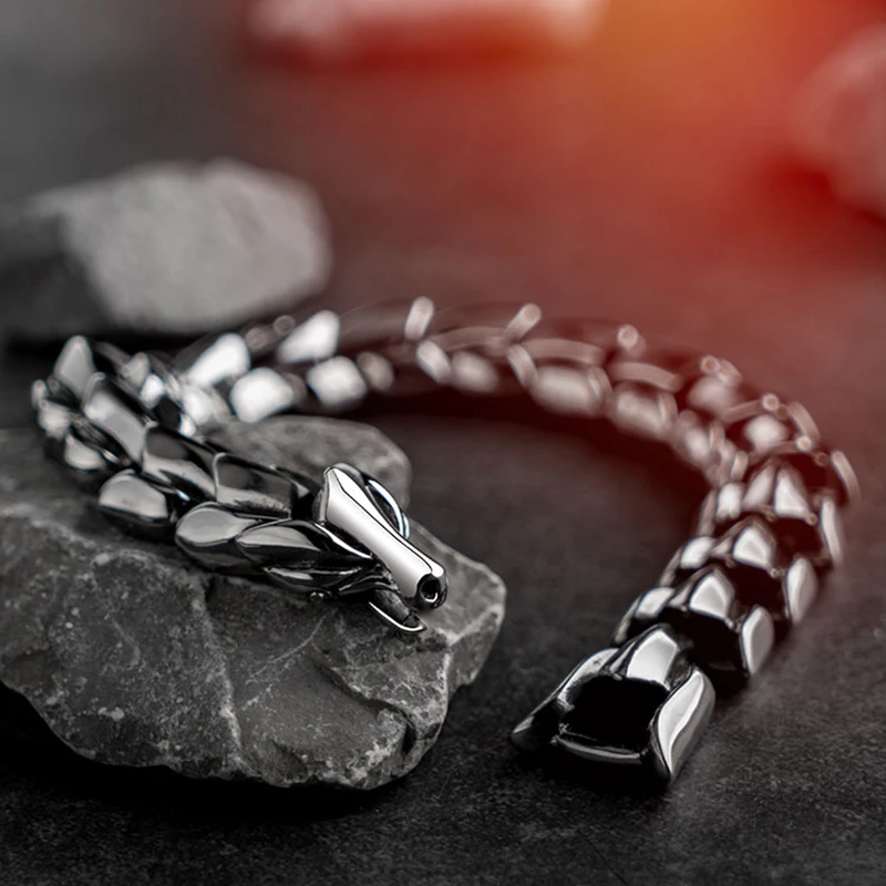 Винтажный браслет с драконом для мужчин, панк-рок, серебряные ювелирные изделия из нержавеющей стали, хип-хоп снаряженные байкерские браслеты, наручные ювелирные изделия для бойфренда