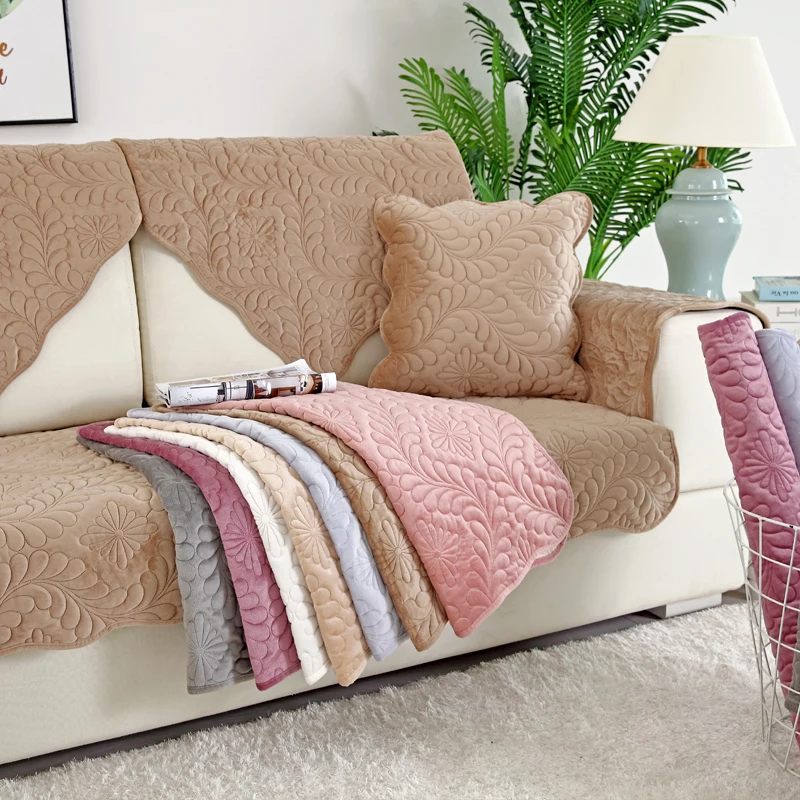

1 Pcs European-style Plush Sofa Cover Cushion Sofa Towel Couch Cover Four Seasons Embroidery Sofa Cushion Corner Sofa Cover