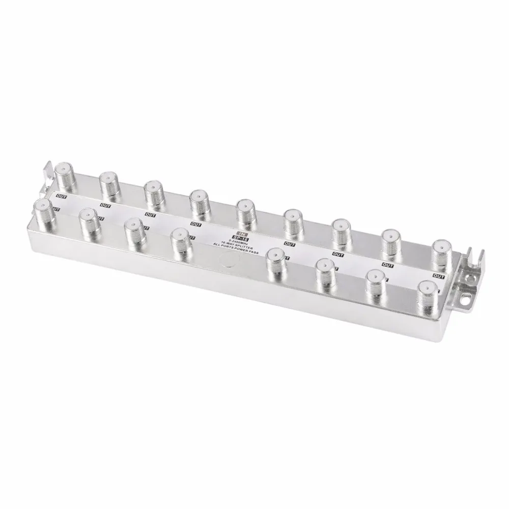 SP-16 Satellite 16-way Splitter Coaxial 5-2400MHz HDTV Antenna Digital TV Video Signal Separator With All Ports Power Pass