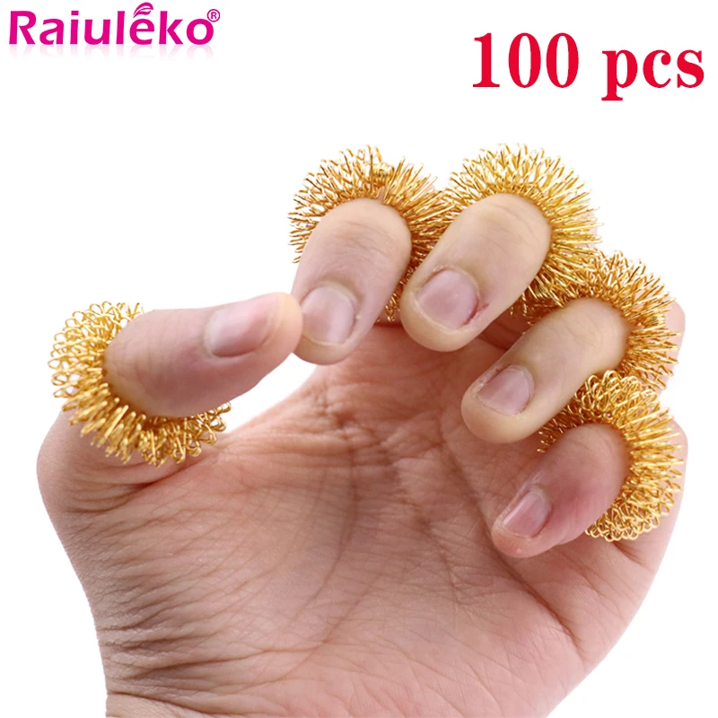 100pcs Finger Massage Ring Therapy Pain Relief Relax Hand Promote Blood Circulation Acupuncture