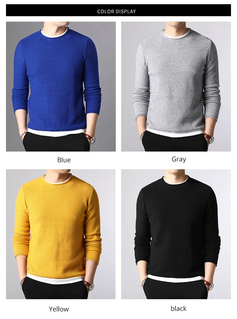 Новые модные брендовые свитера мужские пуловеры с круглым вырезом, облегающие вязаные Джемперы однотонного цвета, осенняя повседневная