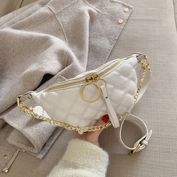 

PU Leather Waist Bags For Women 2020 Small Solid Color Shoulder Messenger Bag Lady Chest Crossbody Handbags Chain Bag