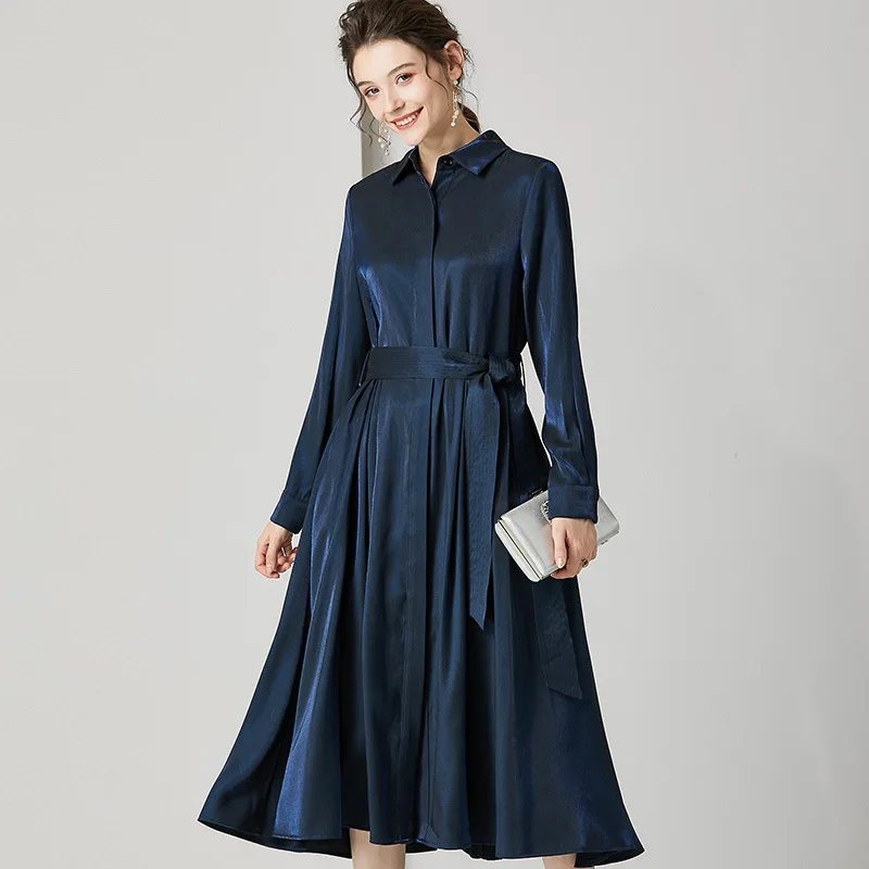 

Red Cotton Dress Simple Solid Color Dresses Casual Midi Shirt Dress Long Sleeve Belt Spring Women Clothes Ladies vestidos Chic