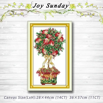 

Apple flower basket decor painting dmc 14CT 11CT counted cross stitch kits embroidery set Needlework Set chinese cross stitch