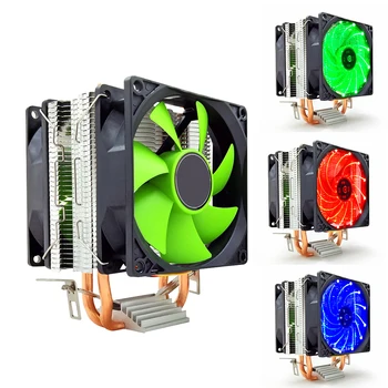 

Radiator 12V Quiet Fast Dual Fan Computer Accessories Efficient CPU Cooler 90mm 3Pin Heatsink Copper Hydraulic Bearing Durable