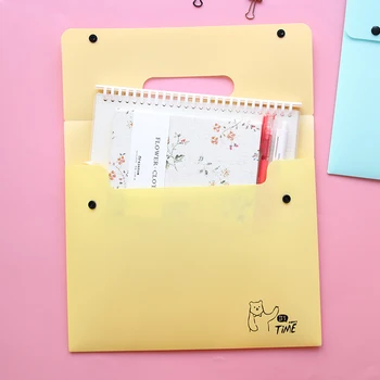

A4 Size Portable PP Material Document File Folder Organizer Storage Bag Handbag Holder with Snap Button Closure Random Delivery