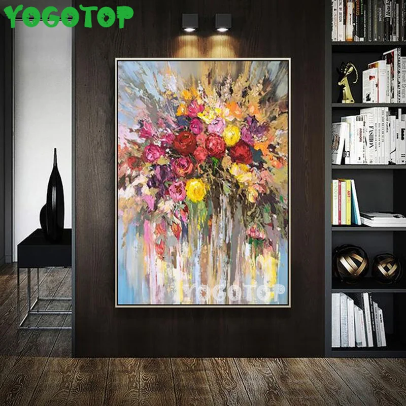 Abstract Colorful Flower Rose Wall Art  Diy Diamond Painting Rhinestone 5D Full Drill Puzzle Mosaic Diamond Embroidery YY5122