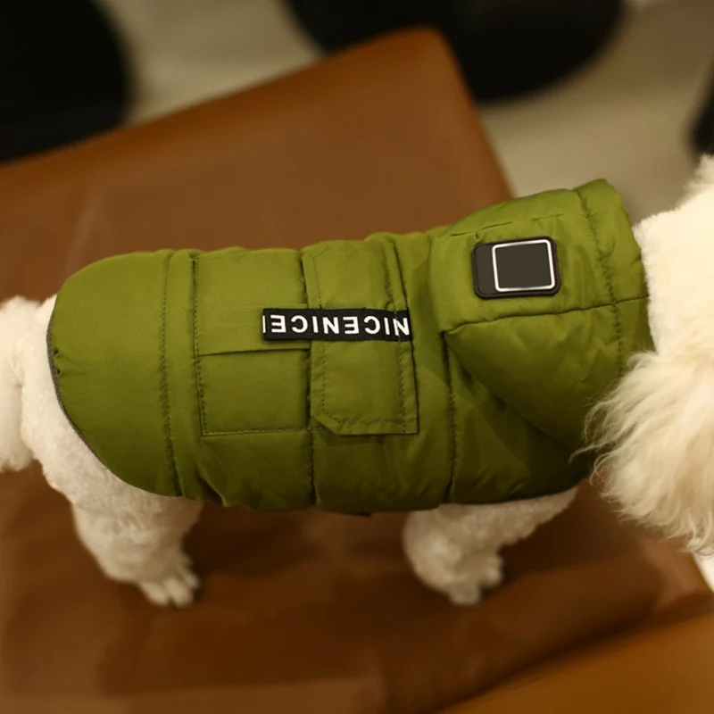 Зимние куртки для собак, утолщенная теплая для щенков собак, одежда с хлопковой подкладкой, жилет с прочными, обхватывающие грудь ремни, одежда
