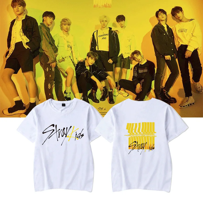 

Stray Kids Star Album Yellow Wood T-shirts Summer Tops 2020 New Fashion Short Sleeve Korean O-neck Printed Short Sleeve Tee