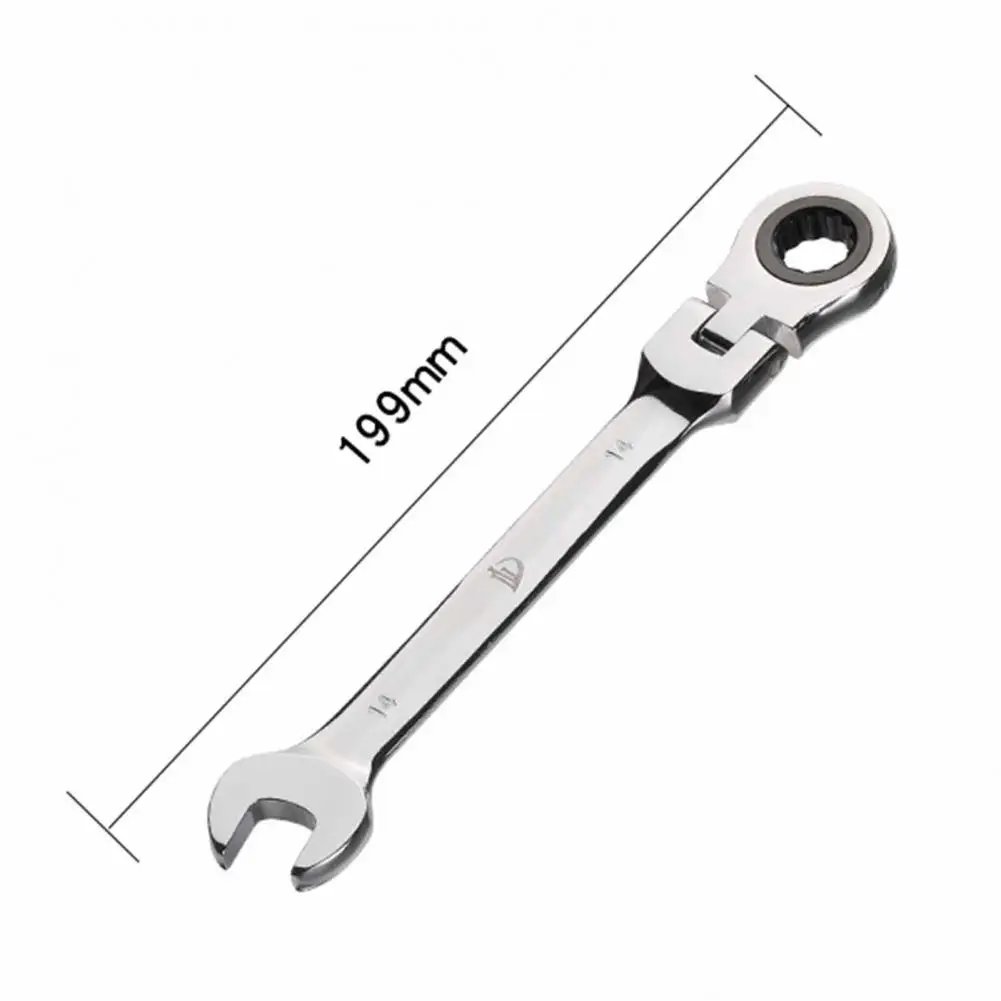 8-19mm Ratchet Handle Wrench Compact Adjustable Head 180-degree Box End Wrench 72-tooth Ratchet Spanner for Car Bike Disassembly