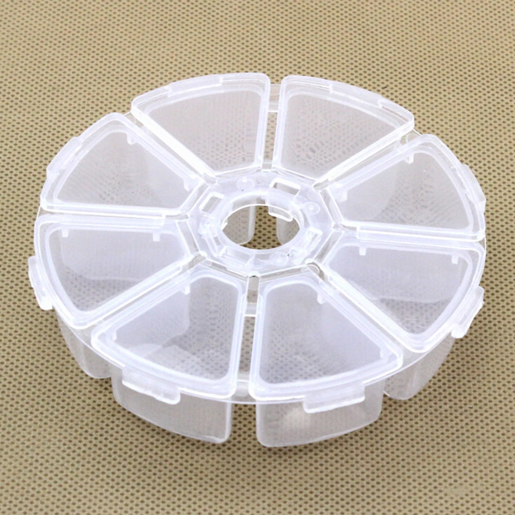 8 Slots Storage Box Case For Nail Rhinestons Organizer Display Jewelry Bead Makeup Clear Round Rangement Maquillage