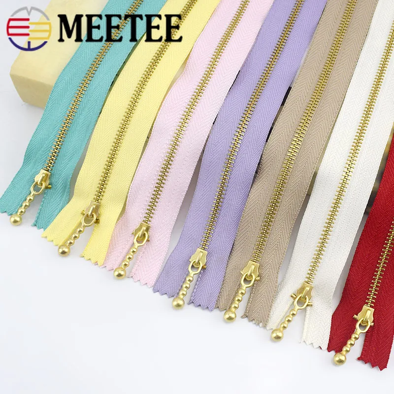 Meetee 3 # золотая металлическая молния закрывающаяся 12/15/20 см для джинсов сумок