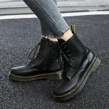 baratas Botas Femininas Motociclista Couro Do Plutônio Botas Curtas Botas De Motocicleta Senhoras Vintage Combate Outono Botas Do Exército Punk Goth A61-21JY
