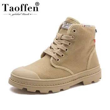 

TAOFFEN 2020 Women Denim Desert Boots Casual Outdoor Daily Ankle Boots Round Toe Fashion Thick Sole Footwear Size 35-39