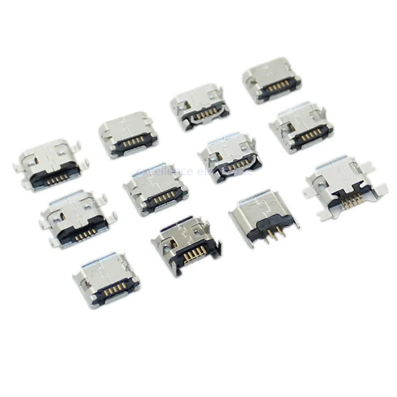 10 шт./лот Micro USB 5 Pin SMT разъем типа B гнездовой SMD DIP для зарядки|Соединители| |