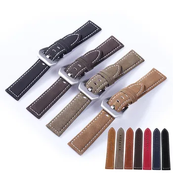 

Matte Retro Genuine Watch Band Vintage Wrist Real Leather Strap Belt 18mm 20mm 22mm 24mm Black Brown Coffee Green with pins