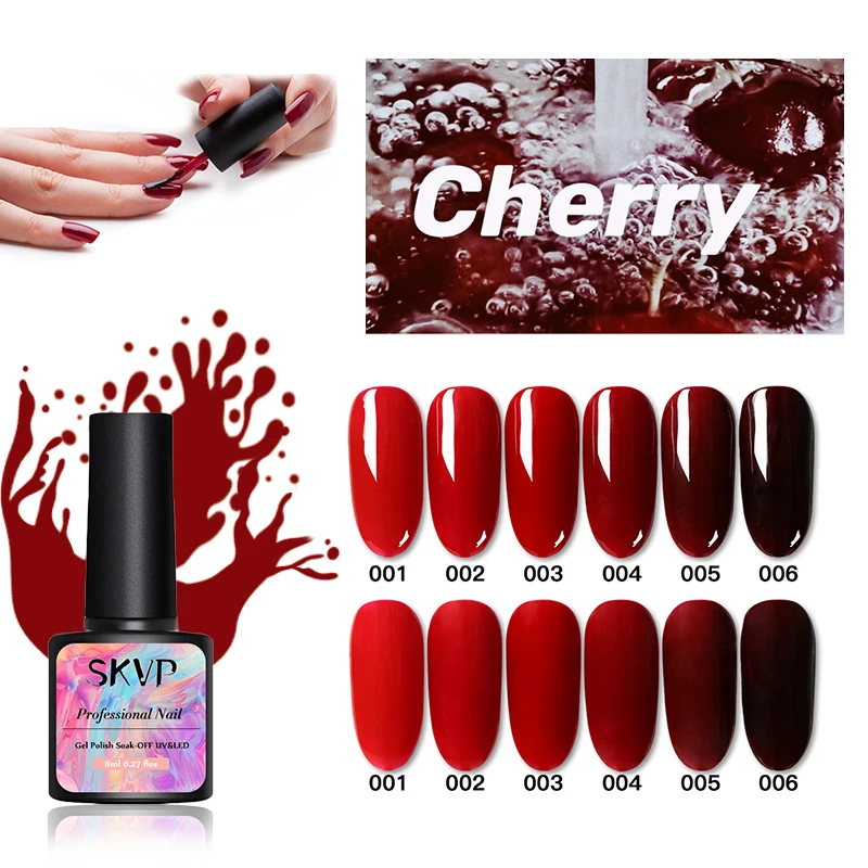 Skvp Vernis Gel Uv Série Rouge Cerise, Laque Pour Manucure À Couleurs Pures, Bricolage Design