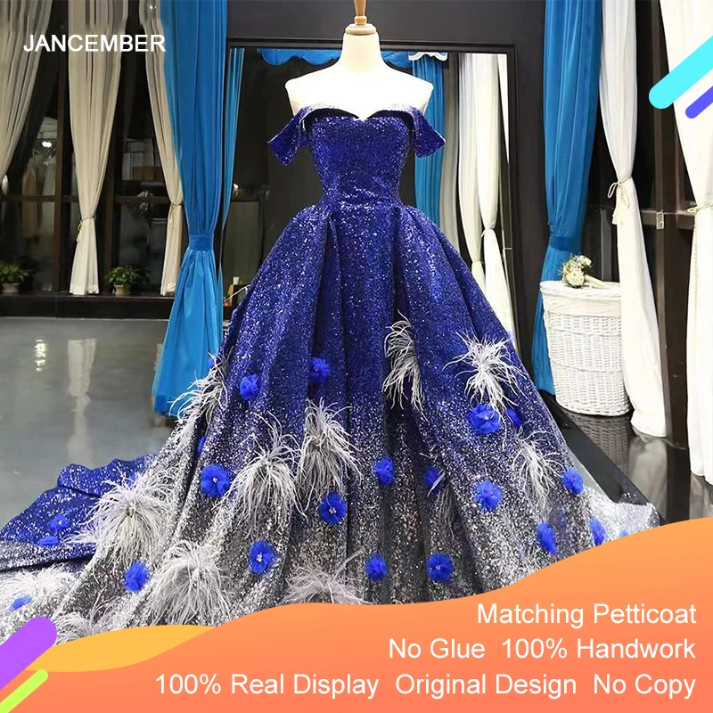 J66748 женское синее платье Quinceanera 2020 милое с открытыми плечами и коротким рукавом