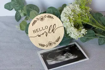 

Hello world baby announcement, newborn baby announcement, baby keepsake, newborn photography prop, baby milestone